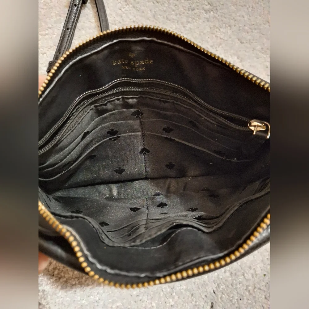 Kate Spade Leila Small Flap Black Pebbled Crossbody Bag - Picture 3 of 6